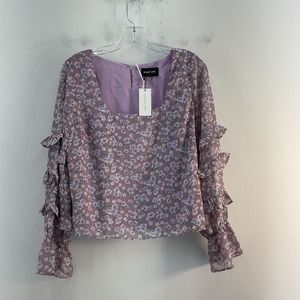 NWT Sugar and Lips Scoop Neck Purple Floral Blouse - Women's M